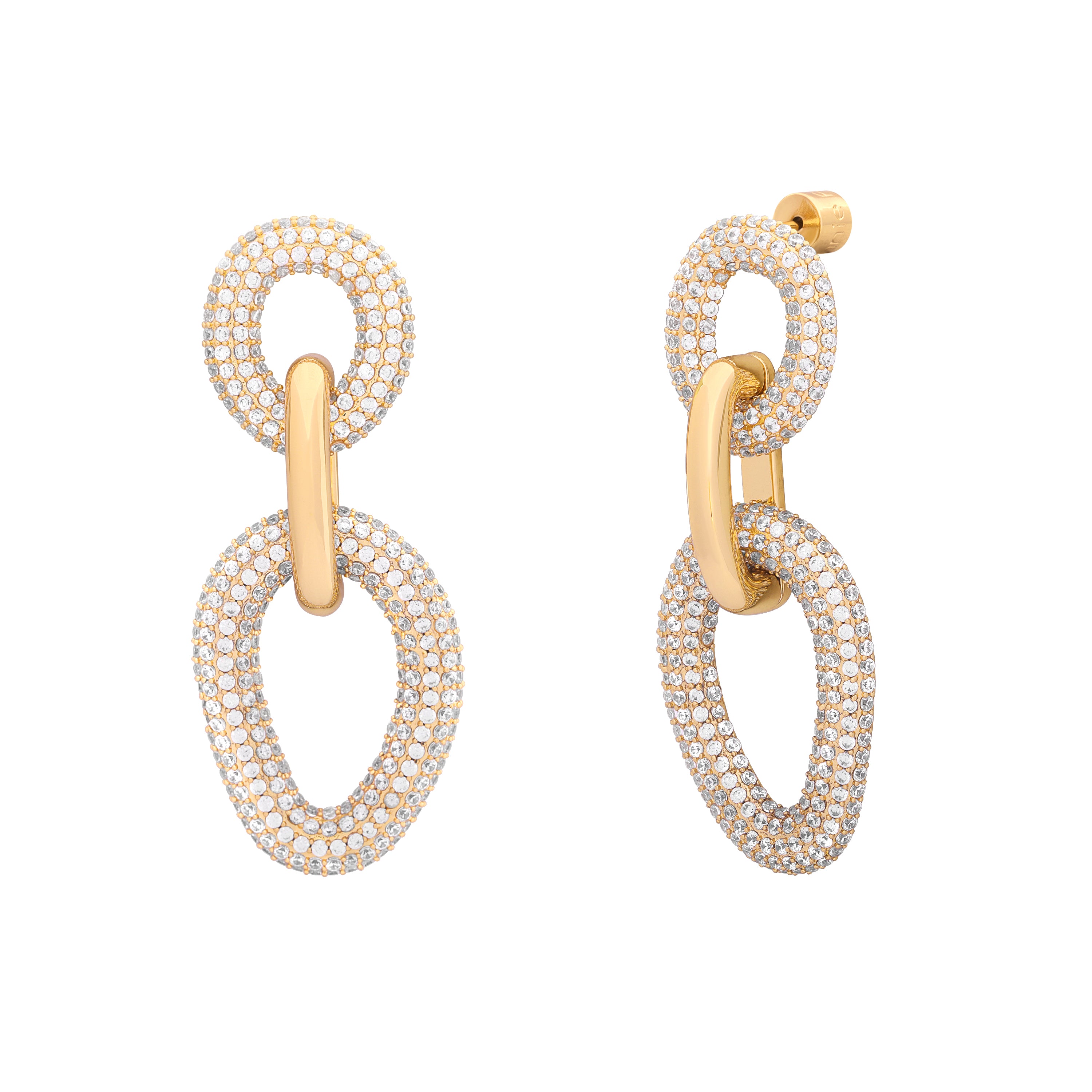 Sparkling Symphony Statement Earrings (Gold)