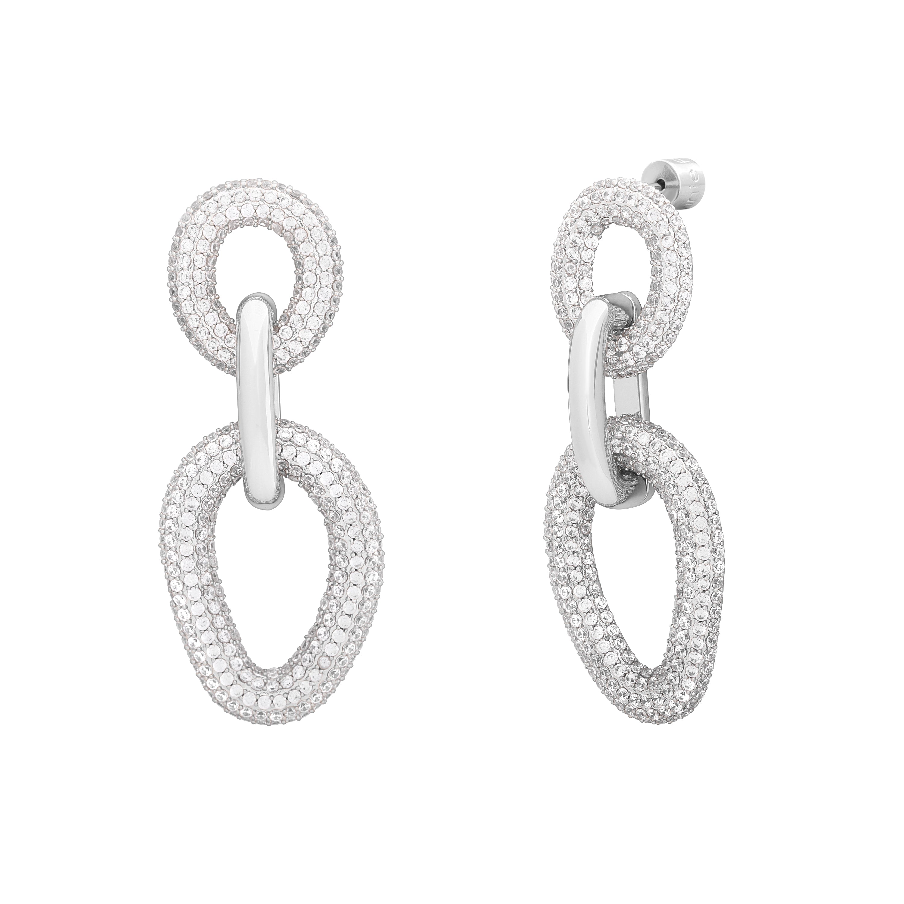Sparkling Symphony Statement Earrings (Silver)