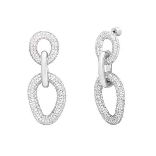 Sparkling Symphony Statement Earrings (Silver)